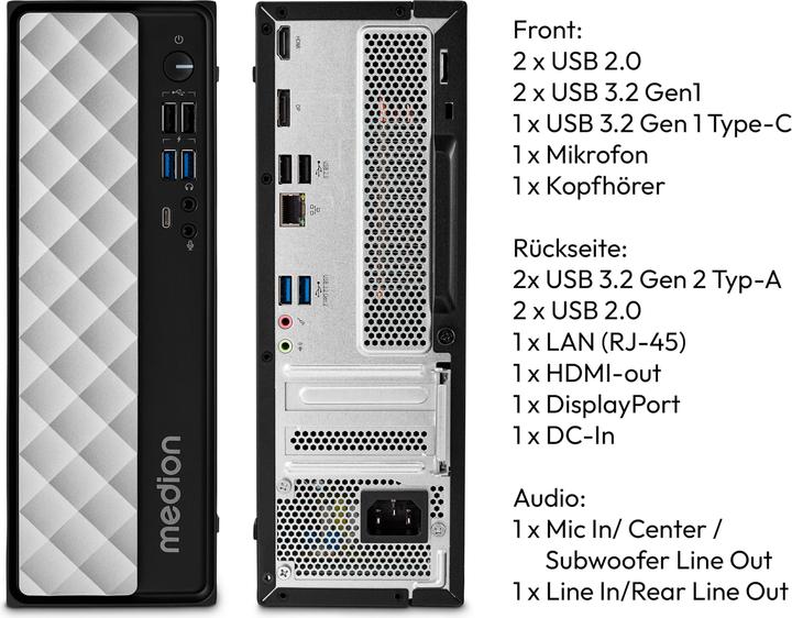 Actual product image Medion Akoya T80 SFF MD35422 (Intel Core i5-12450H, 16 GB, 512 GB, Intel UHD Graphics)