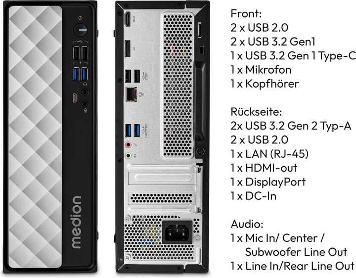 Image du produit Medion Akoya T80 SFF MD35422 (Intel Core i5-12450H, 16 Go, 512 Go, Intel UHD Graphics)