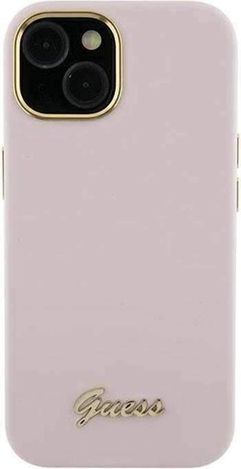 Produktbild Guess GUHCP15XSMBSLP iPhone 15 Pro Max 6.7" różowy/pink hardcase Silicone Script Metal Logo & Frame (Apple iPhone 15 Pro Max)