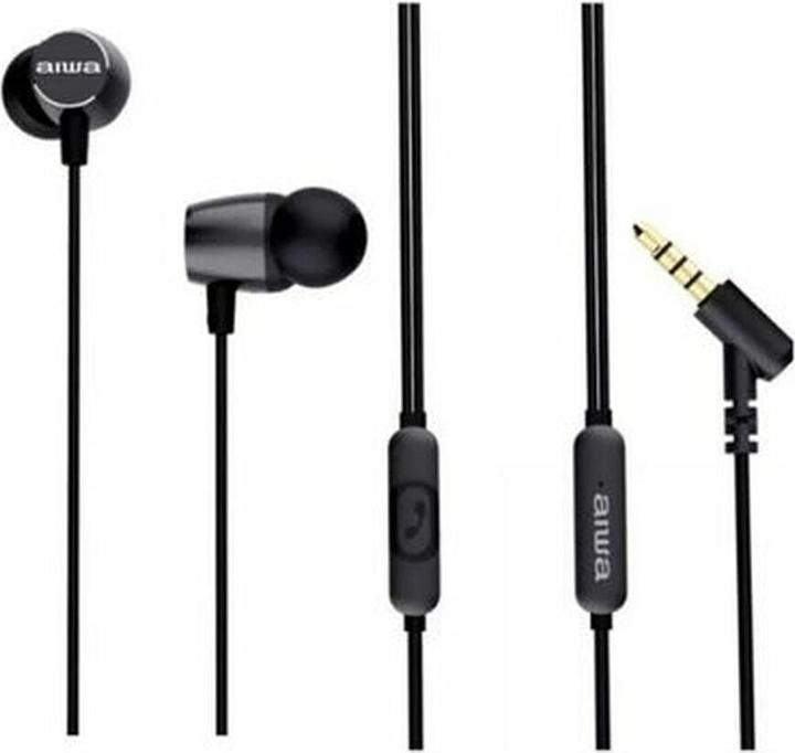 Actual product image Aiwa HEADPHONES 3.5MM ESTM-30BK BLACK (Cable)