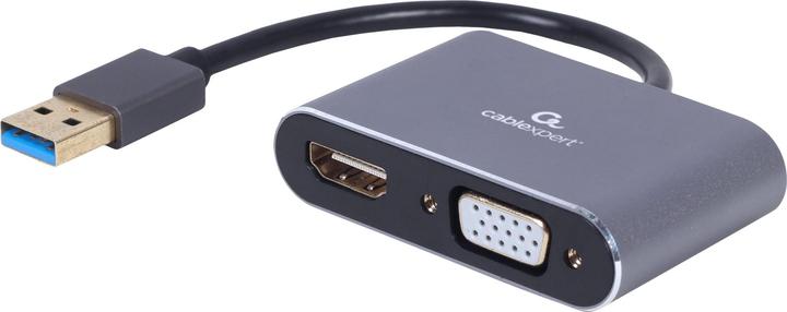 Gembird CableXpert Adaptateur USB vers HDMI+VGA pour écran, gris espace (USB-A, 5.80 cm)