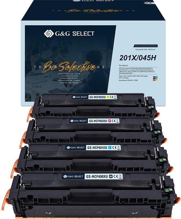 Image du produit G&G Toner de remplacement HP, Canon 201X, 045H Compatible Noir, Cyan, Magenta, Jaune GS-H201X-4P (CF)