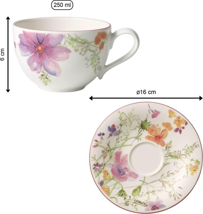 Actual product image Villeroy & Boch Coffee Cups with Saucers Mariefleur Basic (250 ml, 12 x)