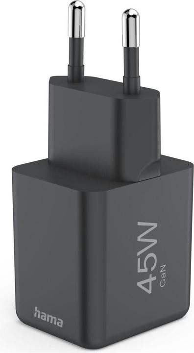 Image du produit Hama Chargeur rapide, USB-C, PD/QC/GaN, super-mini-chargeur, 45 W, noir (45 W, 1 portion)