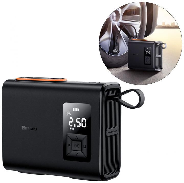 Actual product image Baseus Mega EnergyPump Series Portable Compressor, 6000 mAh with flashlight (10 bar, 6 l)