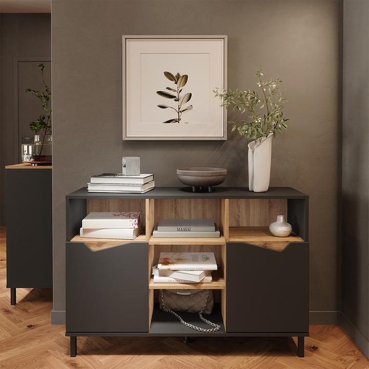 Image du produit Vicco Kommode Marelle, Anthrazit/Artisan, 120 x 81.3 cm mit 2 Türen (120 x 38 x 81.30 cm)