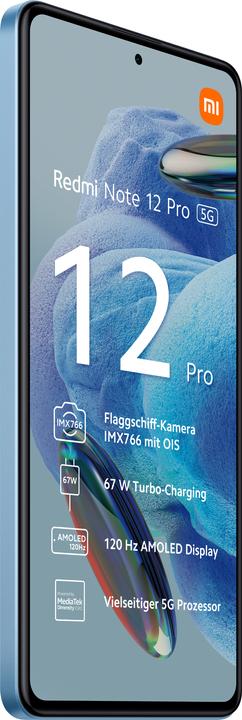 Image du produit Xiaomi Redmi Note 12 Pro 5G (128 Go, Bleu ciel, 6.67", Double SIM, 50 Mpx, 5G)