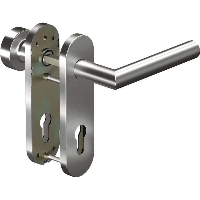 Ogro, Türgriff + Fenstergriff, Feuerschutzgarnitur 8906/3020/7051K Aluminium F1 D/K für Türstärke 38 - 63 mm PZ abgerund...