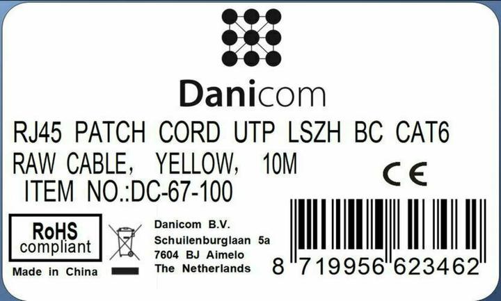 Produktbild Dsit CAT6 Netzwerkkabel, U/UTP, 10 meter, Gelb, 100% Kupfer (U/UTP, CAT6, 10 m)
