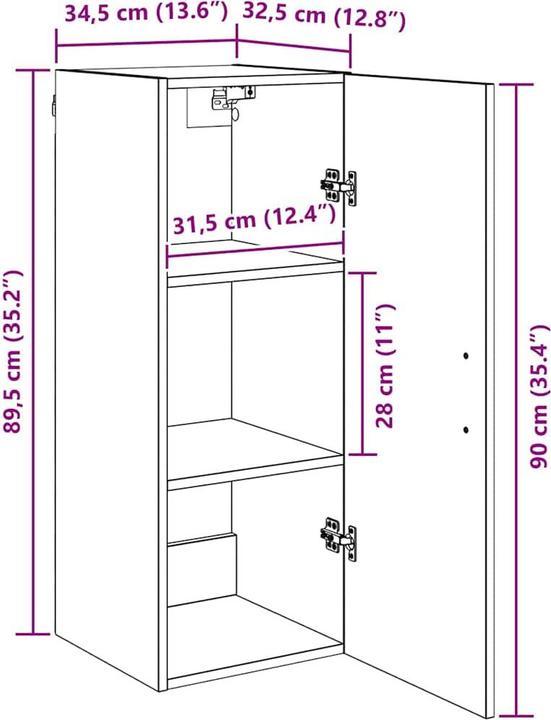 Immagine prodotto vidaXL Wandschrank (34 x 34.50 x 90 cm)