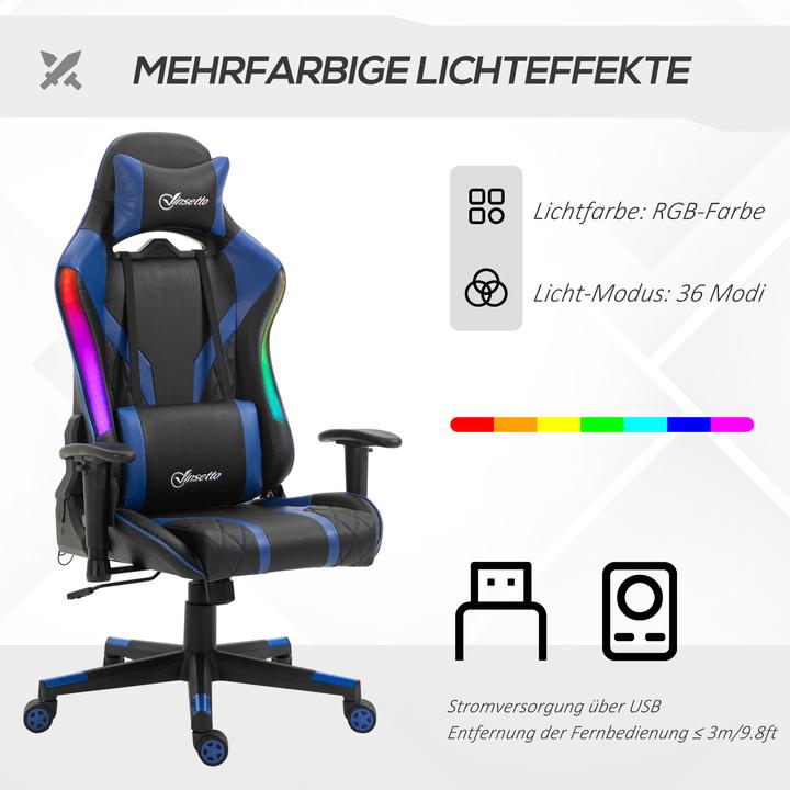Produktbild Vinsetto Gaming Stuhl mit LED-Beleuchtung