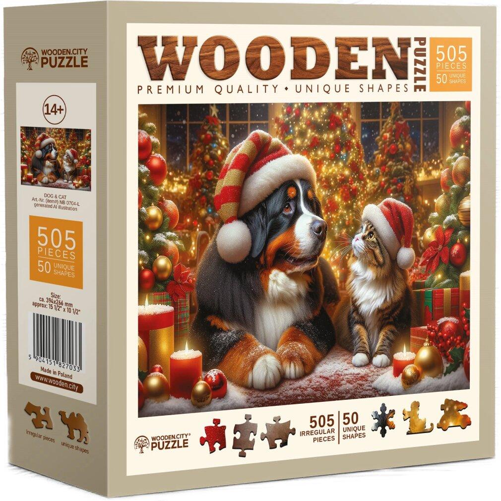 WoodenCity WOODEN CITY Dog & Cat 500 Wooden Puzzle Jigsaw Puzzle with unique shapes (500 pezzi)
