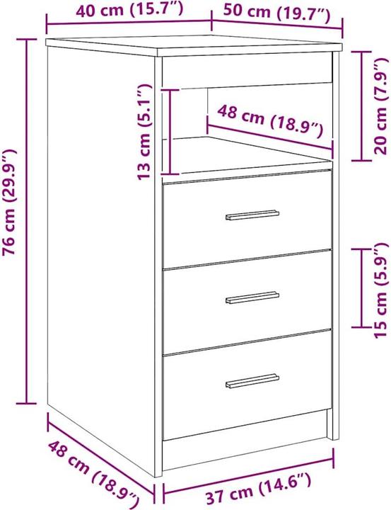 Image du produit vidaXL Schubladenschrank (50 x 40 x 76 cm)