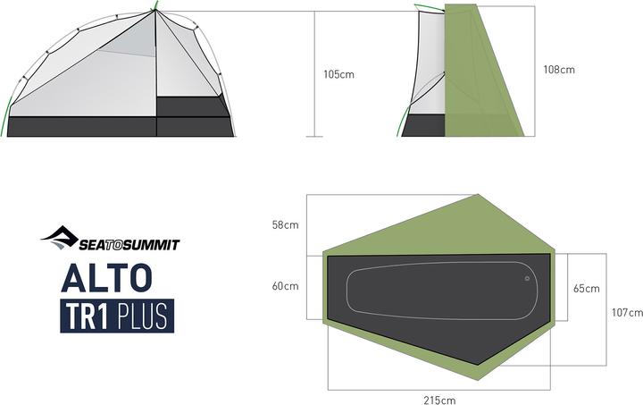 Produktbild Sea To Summit Alto TR1 PLUS (Kuppelzelt, 1.23 kg, 1 Person)