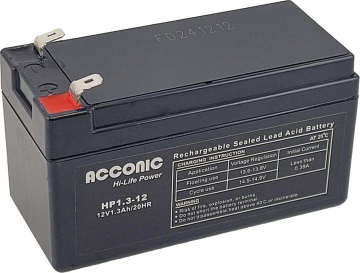 Actual product image Acconic HP1.3-12 Hi-Life Power AGM 12V 1.3Ah USV-Batterie (12 V, 1.30 Ah)