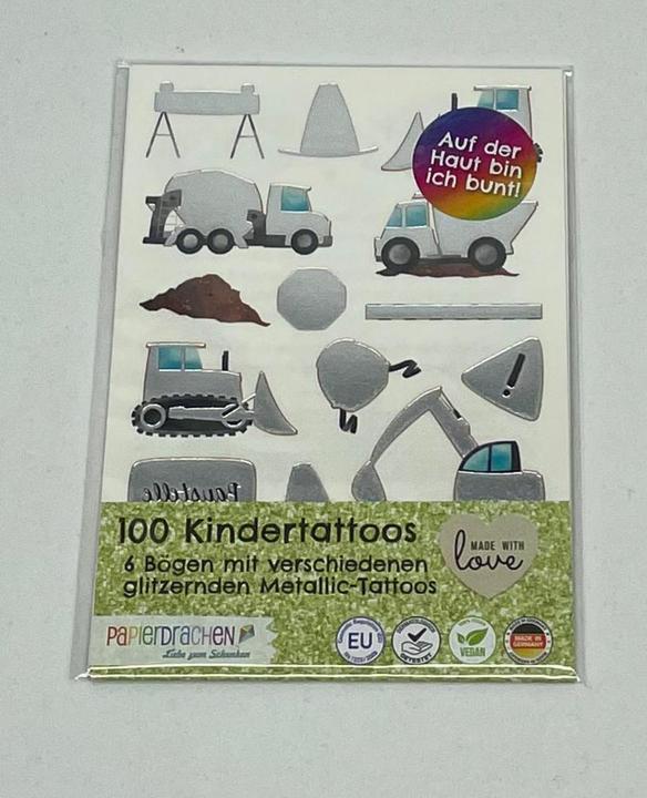 Image du produit Papierdrachen Metallic Tattoo Set 5 - Bagger & Dino