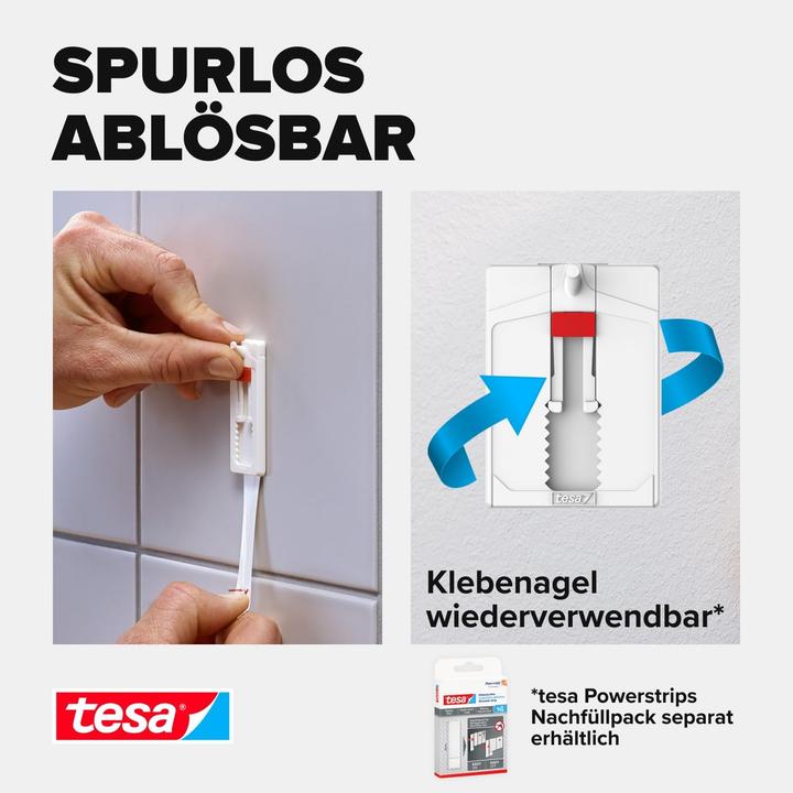 Image du produit tesa Clou adhésif pour carrelage et métal, réglable en hauteur