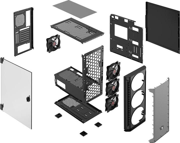 Actual product image Savio SHADOW X2 computer case Midi Tower Black (ATX, ITX, mATX)