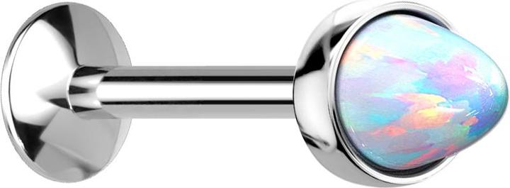 Image du produit Star Piercing Micro Labret femelle argenté Opal Cone blanc (Acier chirurgical 316L, sans laiton)