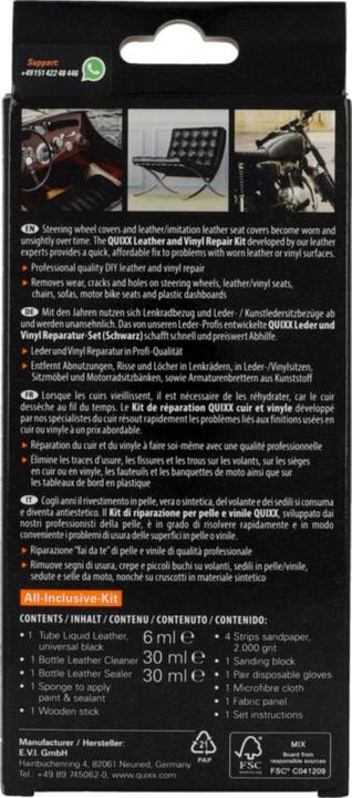 Immagine prodotto Quixx Kit di riparazione in pelle e vinile (66 ml)