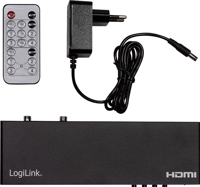Produktbild LogiLink Switch 4x2 HDMI, 4K 60Hz, auf Pult