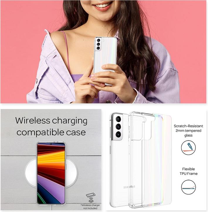 Image du produit Nalia Housse transparente en verre trempé effet arc-en-ciel (Samsung Galaxy S22)