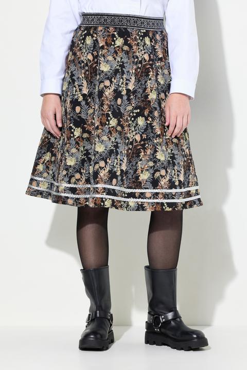 Produktbild Ulla Popken Jacquard-Midirock, A-Linie, Elastikbund, Glitzerkordel (62)