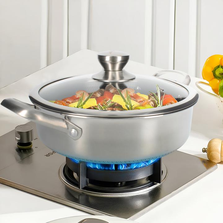 Immagine prodotto Cheffinger Premium Sauter Pfanne mit Deckel (28 cm, Padella per friggere, Acciaio inossidabile)