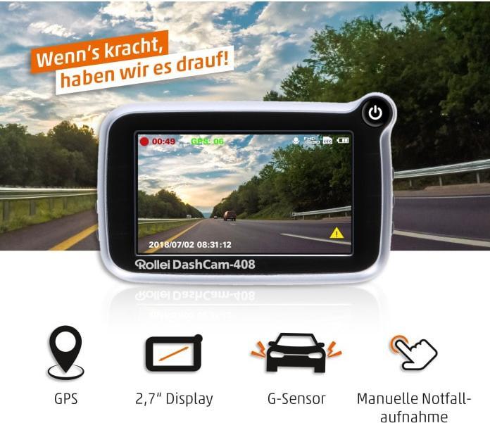 Produktbild Rollei DashCam-408 (Beschleunigungssensor, GPS-Empfänger, Full HD)