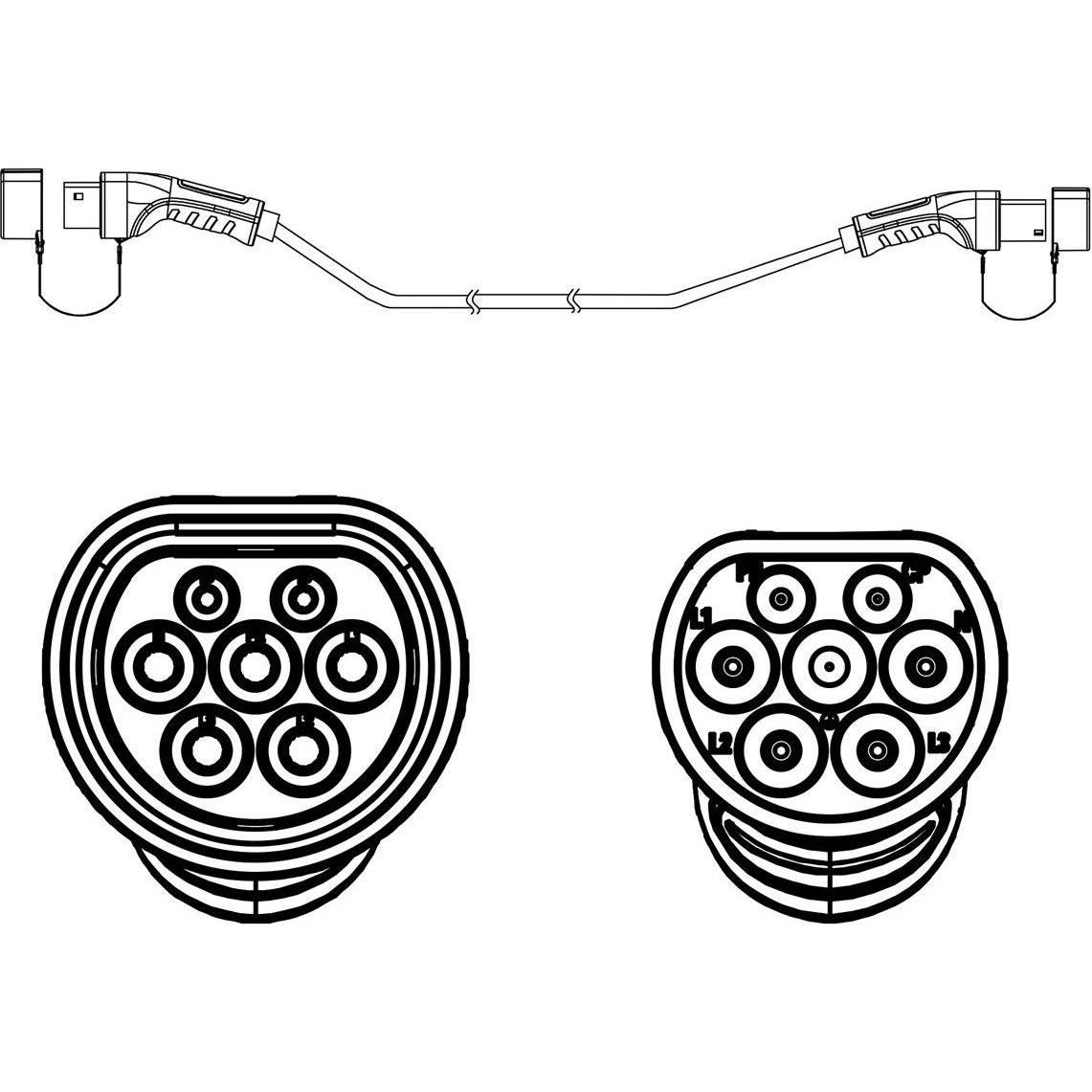 Thumbnail - Roline, Elektroauto Ladekabel, E-Auto Ladekabel Typ2, 1-phasig (Typ 2, 7.40 kW, 32 A, 5 m)
