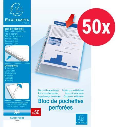 Exacompta Klarsichthüllen 31048E PP Transparent (A4, 50 x)