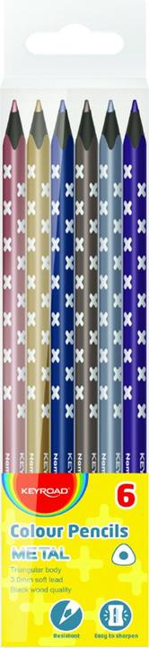 Image du produit Keyroad Crayons, triangulaires, bois noir, métalliques, 6 pcs, pendentifs, mélange de couleurs (6x)