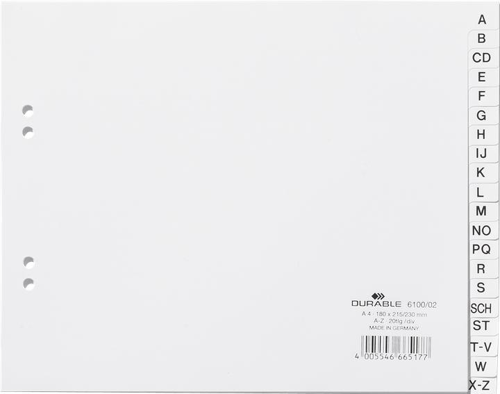 Durable REGISTER PP 20 BLATT GEPRÄGT A-Z TEILDECKEND 1 ST 610002
