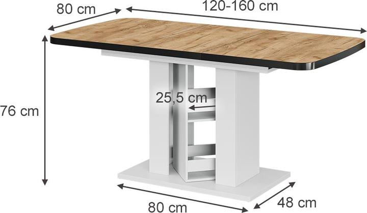 Produktbild Vicco Esstisch Fenaro, Goldkraft Eiche/Weiss/Weiss, 120 x 80 cm (120 x 80 x 76 cm)