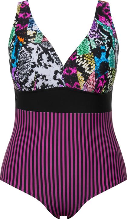 Produktbild Ulla Popken Badeanzug, Mustermix, Softcups, Powermesh-Vorderfutter (50)