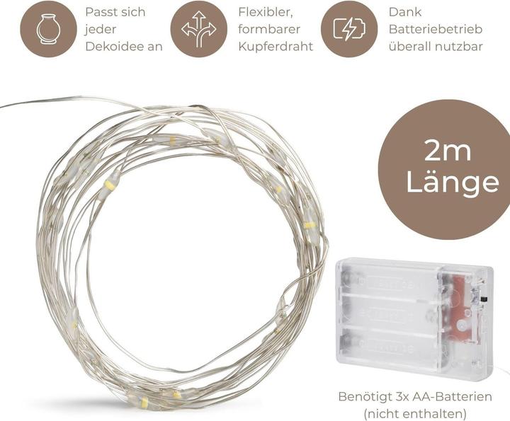Produktbild Hermex LED Kupferdraht-Lichterkette 2m Weihnachtslichterkette Deko-Lichter (2 m)