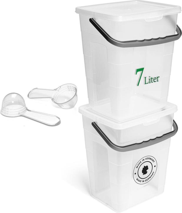 Produktbild Novaliv 2X Waschmittelbox mit Deckel 7 Liter Transparent und Dosierlöffel 23,5 x 18 x 26,5 cm Waschp (18 cm, 7 l, 2x)