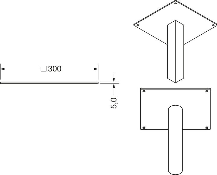 Produktbild Simausrom Jaco Bodenplatte mit Anschraubplatte ø 450x450 mm, schwarz/Edelstahl gebürstet