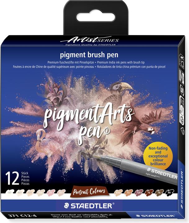 Produktbild Staedtler Fasermaler Pigment Arts Brush Pen Portrait Colours (12x)