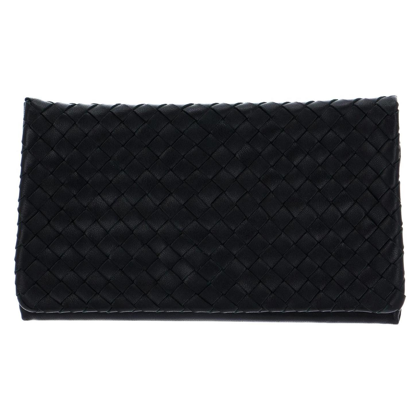 Abro, Damen, Handtasche, Leather Piuma Weaving Clutch Bag, Schwarz