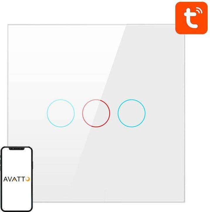 Image du produit Avatto Commutateur d'éclairage intelligent ZigBee ZTS02-UE-W3 3 Way TUYA (blanc)
