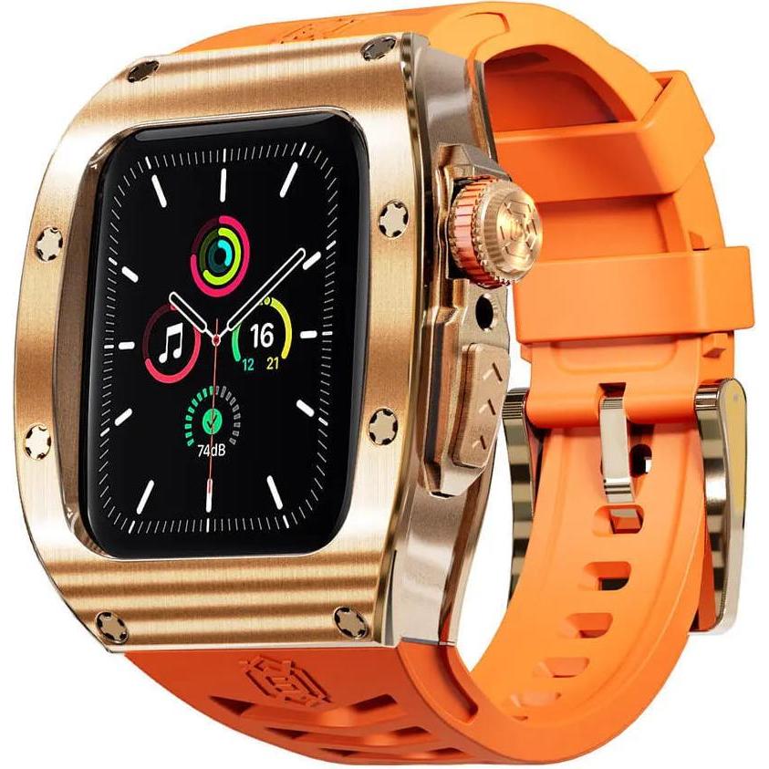 Shellbox - Waterproof IP68 + Watchband - Apple Watch 4 / 5 / 6 / SE (44mm) - Rose Gold, Smartwatch Zubehör