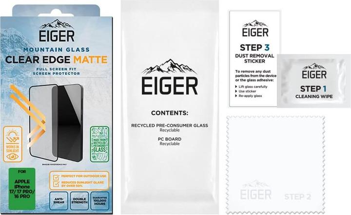 Produktbild Eiger Mountain Glass Clear Edge Matte (Apple iPhone 16 Pro, Apple iPhone 17, Apple iPhone 17 Pro)