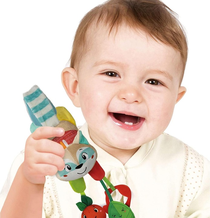 Actual product image Clementoni Clip Easy Peasy raccoon soft toy