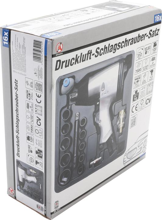 Produktbild BGS Druckluft-Schlagschrauber mit Werkzeugsatz 12,5 mm (1/2") 312 Nm 16-tlg. (Druckluft)