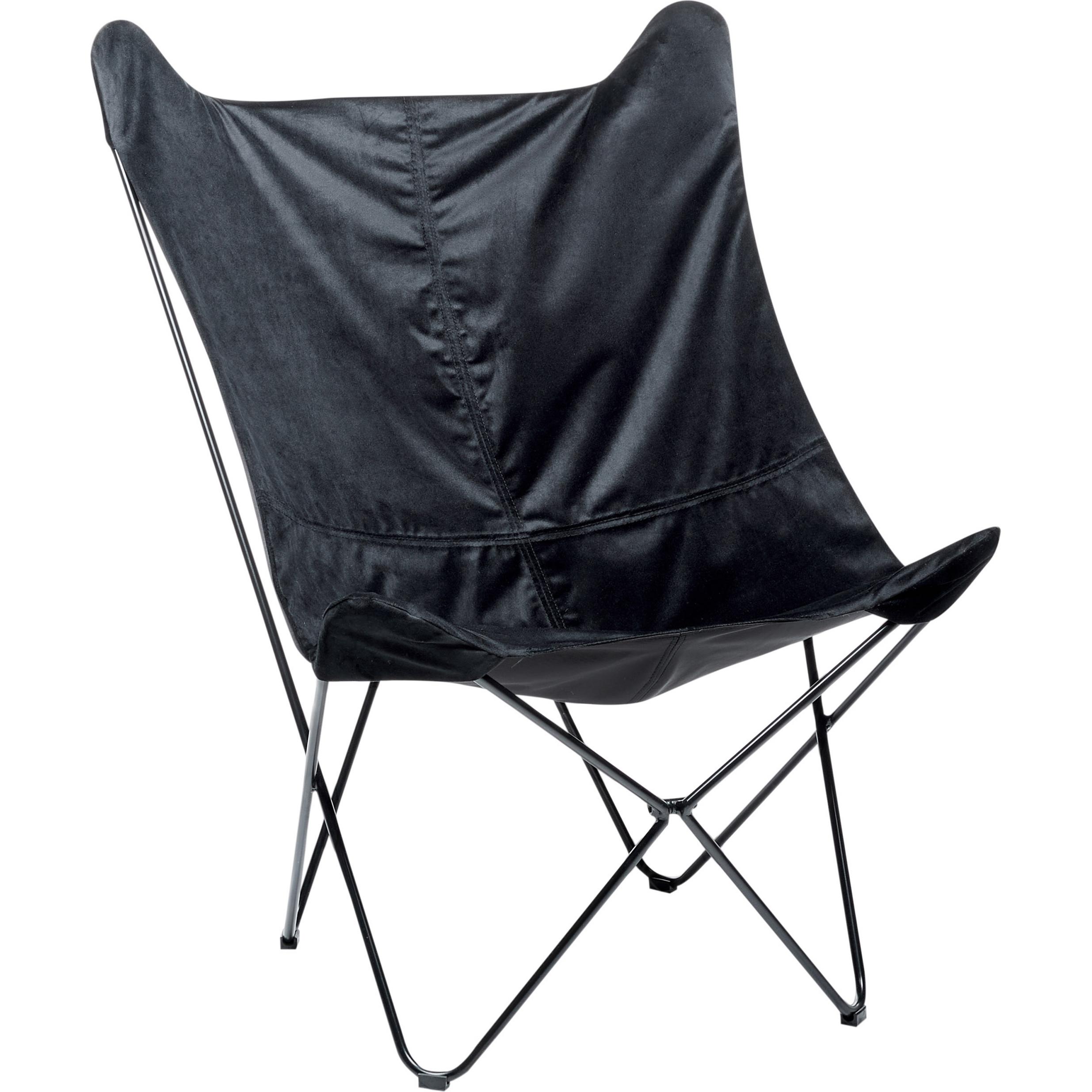 Beliani, Sessel, Schmetterlingssessel Samtstoff schwarz NYBRO