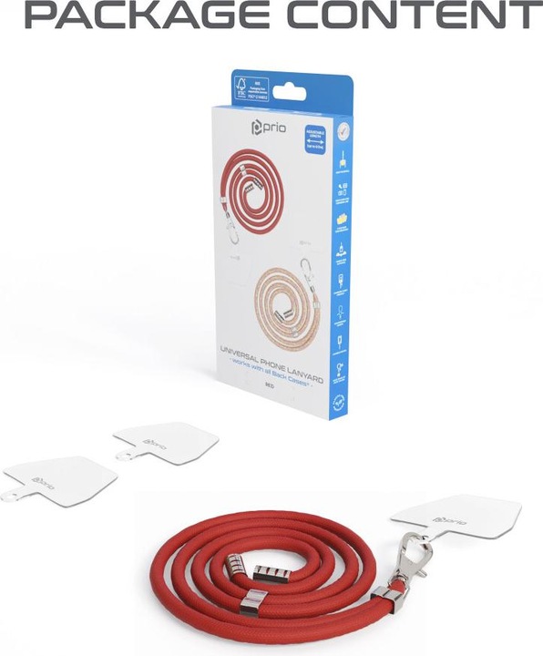 Produktbild prio Universelles Handy-Umhängeband 0.7m rot
