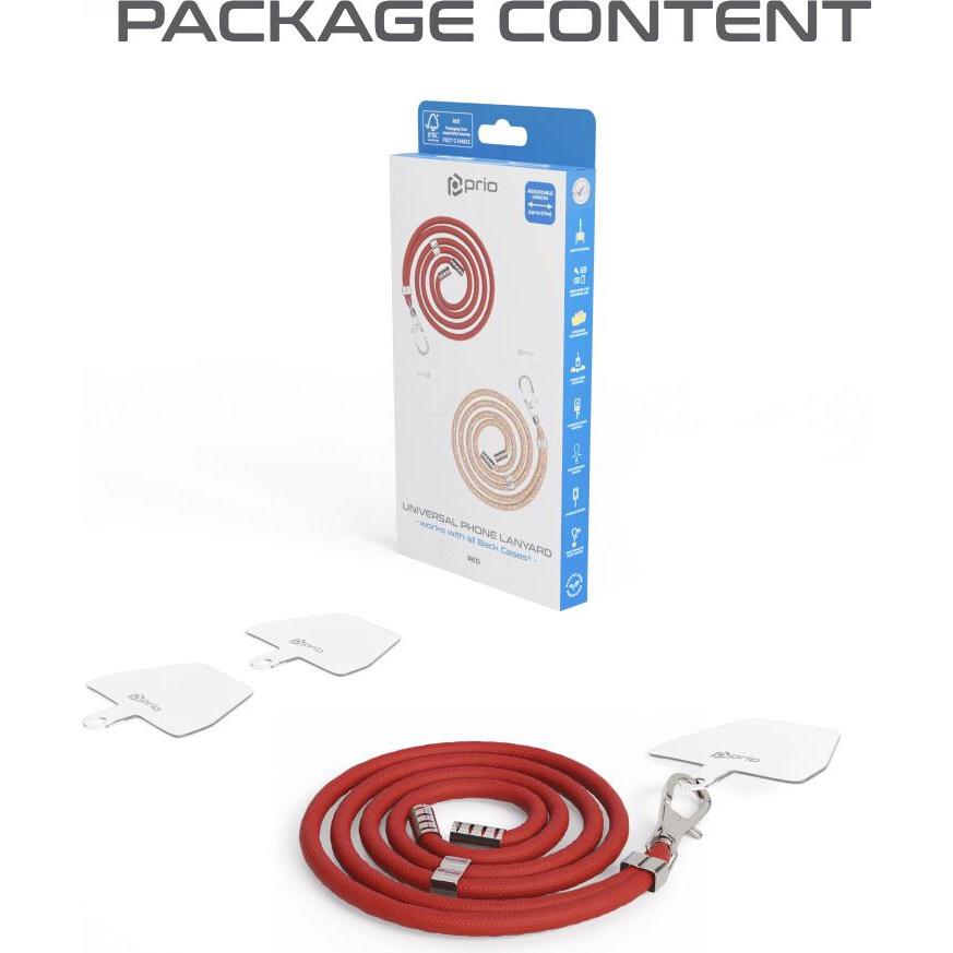 prio Universelles Handy-Umhängeband 0.7m rot, Weiteres Smartphone Zubehör, Rot