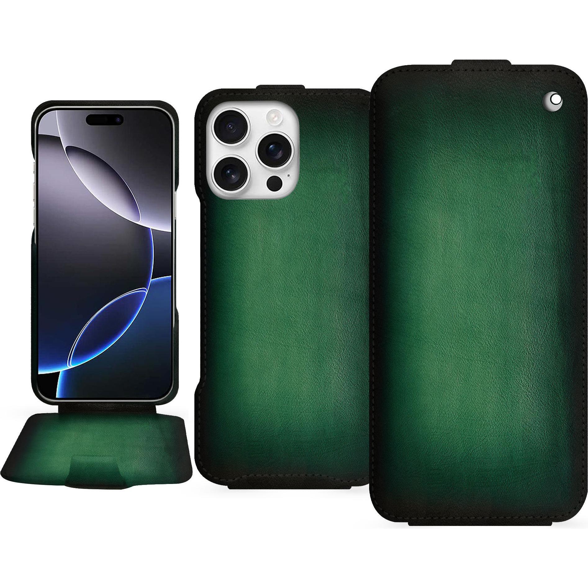 Thumbnail - Noreve Lederschutzhülle vertikal (Apple iPhone 16 Pro Max), Smartphone Hülle, Grün