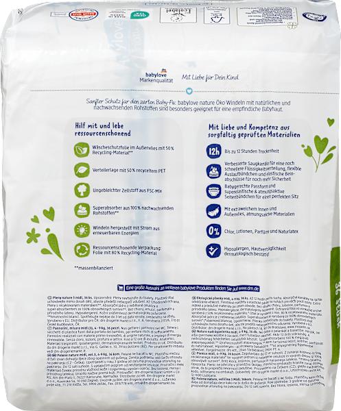 Valeurs nutritives et ingrédients dm babylove nature Windeln (Taille 3, Pack, 36 pièce(s))